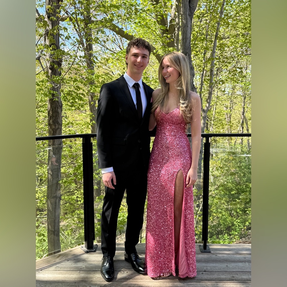 Pink Sequin Prom Dress